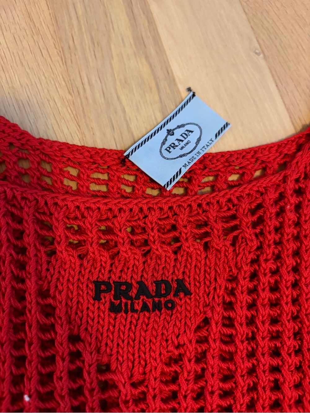 Prada Red Crochet Crop Top - Picture 2 of 4
